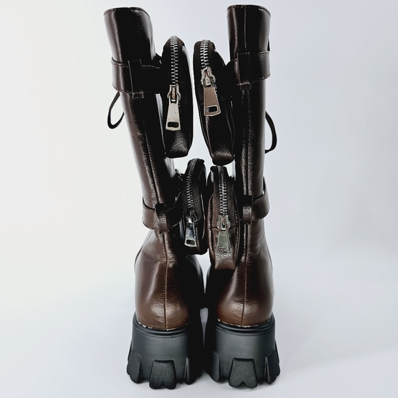 NWOB Women's 10 PazzCe Mission Brown Fashion Statement Calf High Shaft Boot - Picture 9 of 11